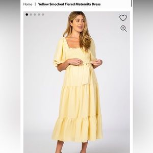 Yellow Smocked Tiered Maternity Dress